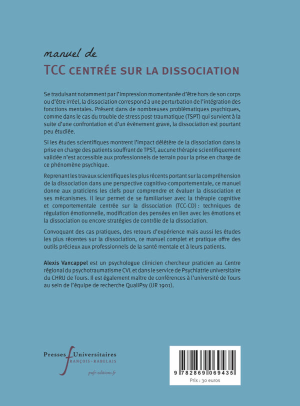 Vancappel, Manuel de TCC centré sur la dissociation, PUFR 2024, 4e