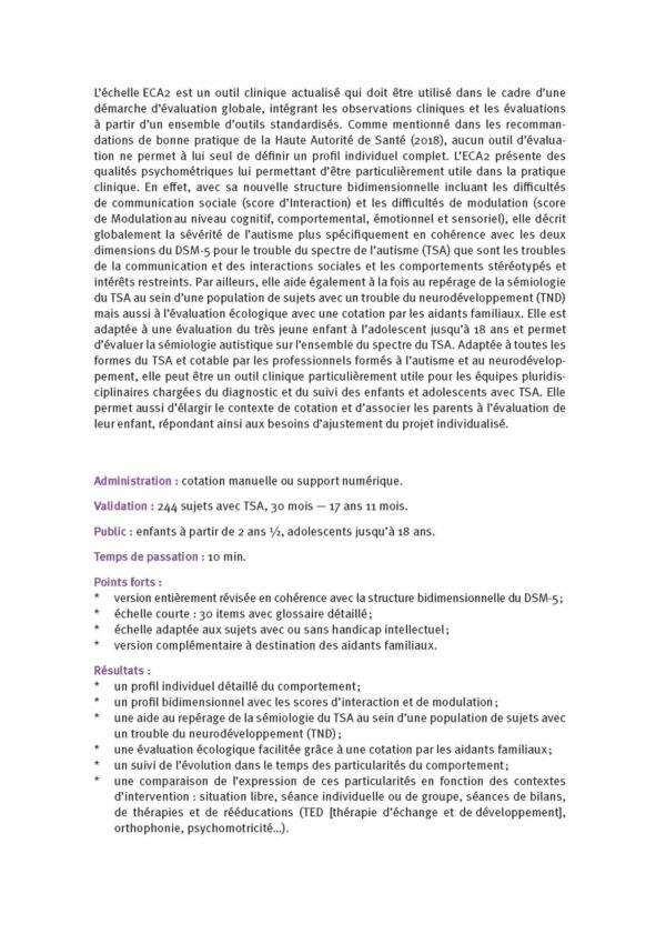 ECA 2 – ECA 2P, Échelles d’Évaluation des Comportements dans l’Autisme-Manuel p1