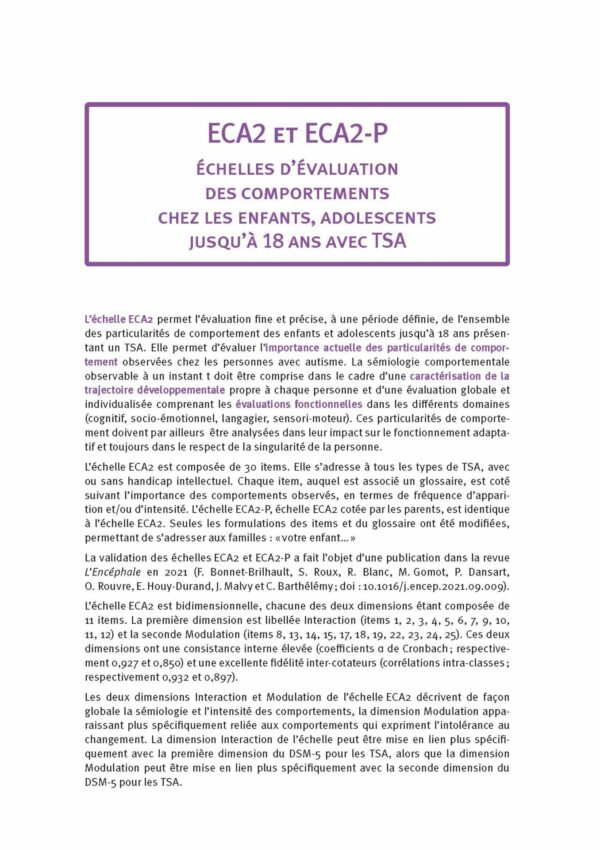 ECA 2 – ECA 2P, Échelles d’Évaluation des Comportements dans l’Autisme-Manuel p2