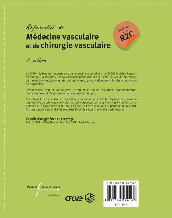 Référentiel de médecine vasculaire et de chirurgie vasculaire, PUFR 2025 (4e édition) 4e