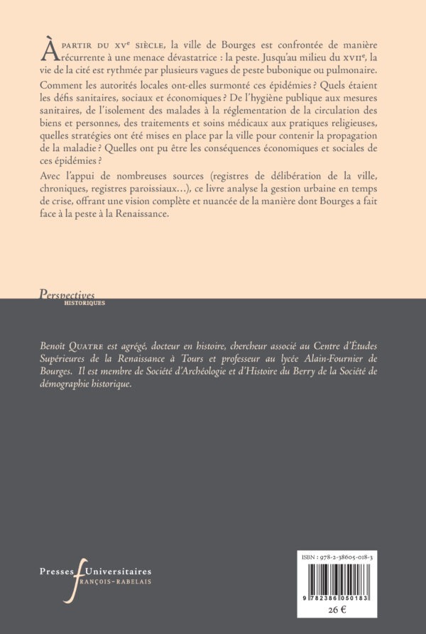 Une tueuse à le Renaissance, la peste à Bourges, PUFR 2025, 4e